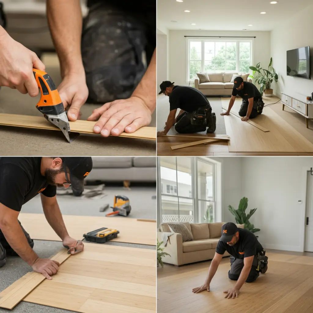 Bamboo flooring installed